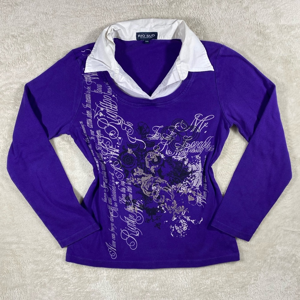 Purple Y2k/Grunge Collar Longsleeve